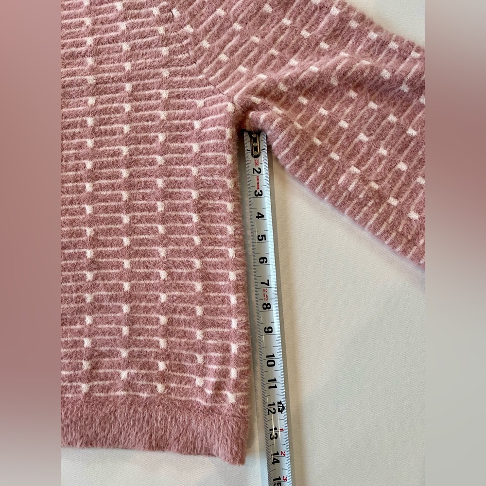 89th & Madison Statement Sleeve Geometric Mauve Pink White Sweater Large - Picture 7 of 14